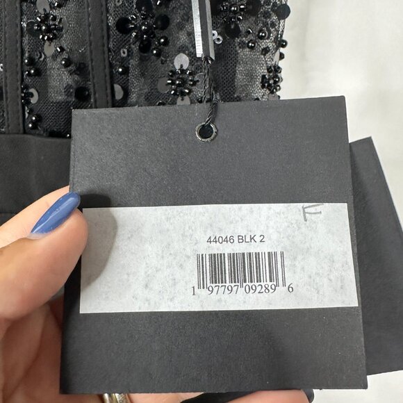 NWT Mac Duggal Formal Sequin Palazzo Jumpsuit Black 2 #A0302 - Picture 7 of 9